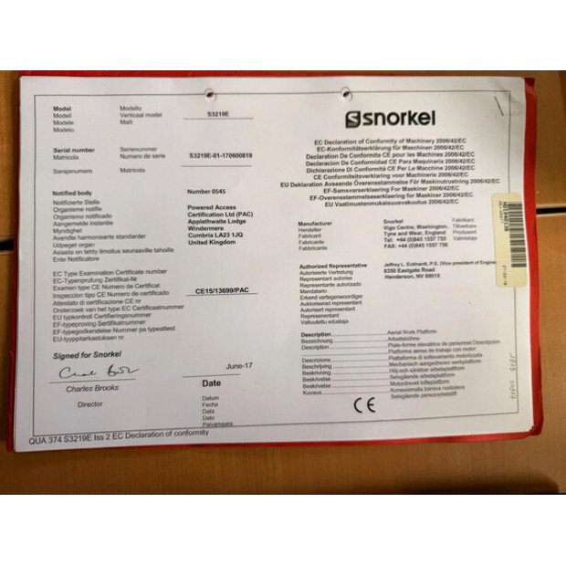 2017 Snorkel S3219E-47940601