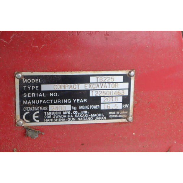 2018 TAKEUCHI TB225-47961362