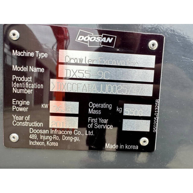 2019 Doosan DX55-9CN-47964684