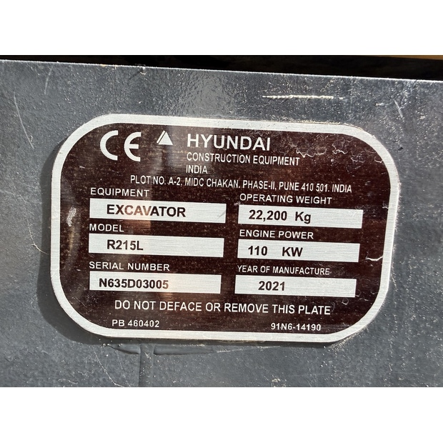 2021 Hyundai R215L-48033802