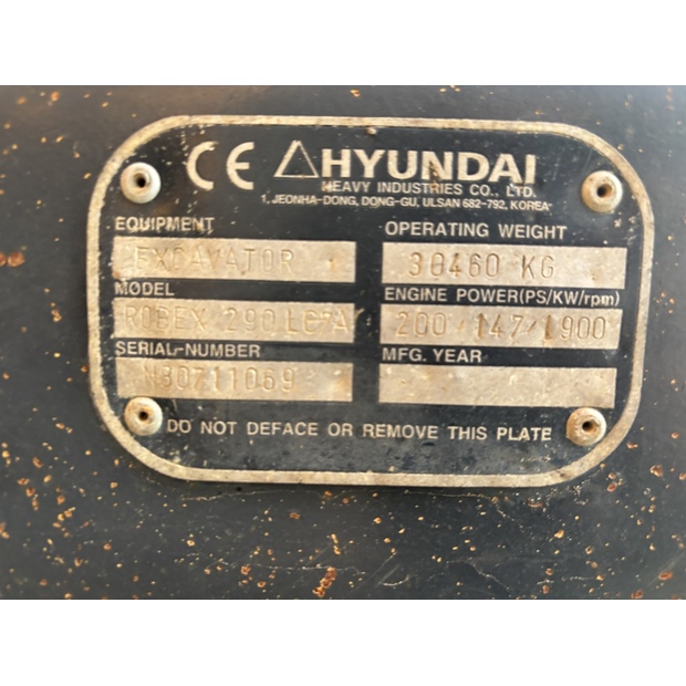 2011 Hyundai R290LC-7A-48033838