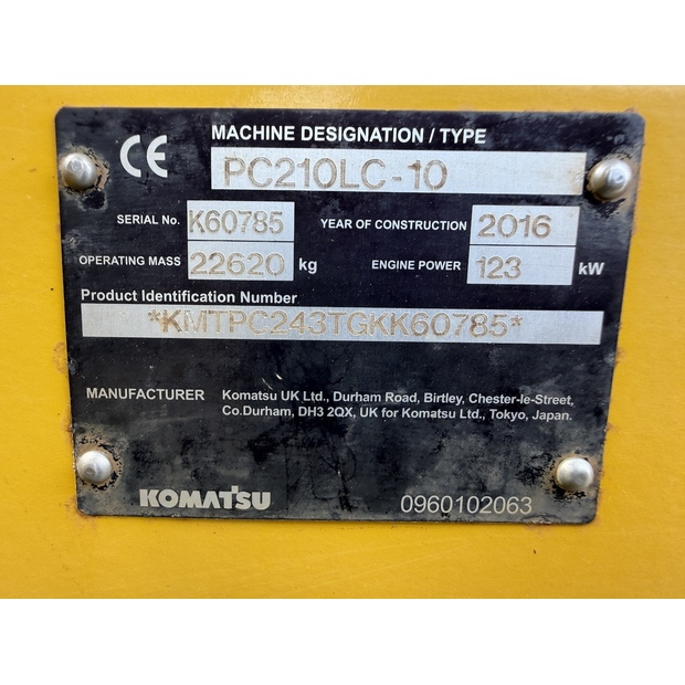 2016 Komatsu PC210LC-10-48034083