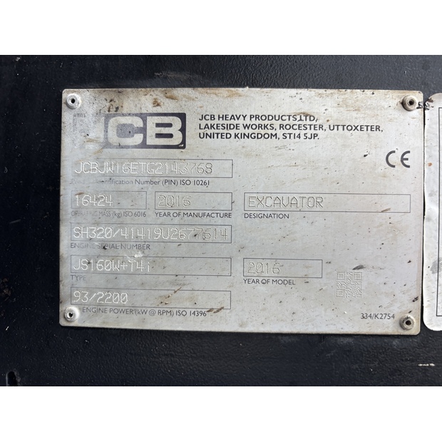 2016 JCB JS160W-48034483