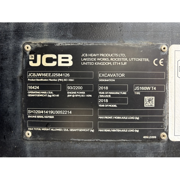 2018 JCB JS160W-48034518
