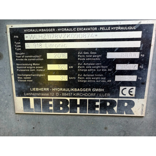 2016 Liebherr A918-48065822