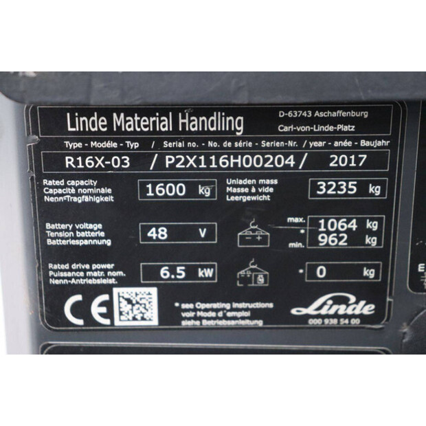 2017 Linde R16X-03-48086335