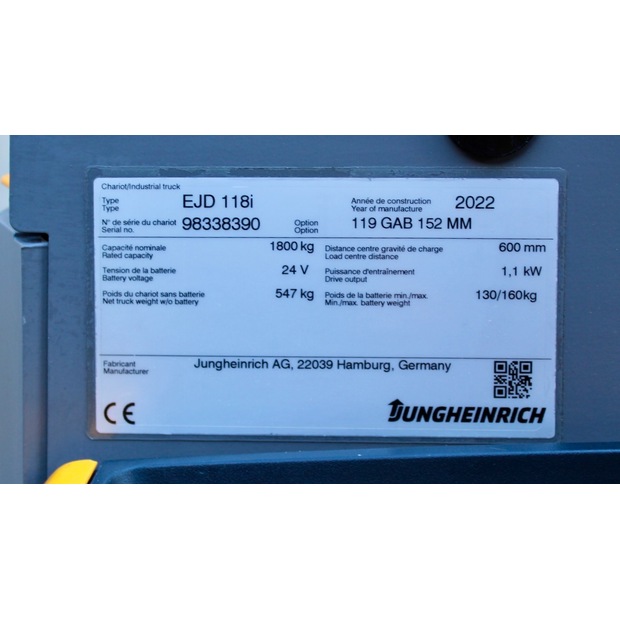 2022 Jungheinrich EJD 118i 152M LI-ION-48135397