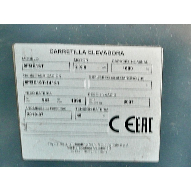 2019 Toyota 8FBE16T-48135698