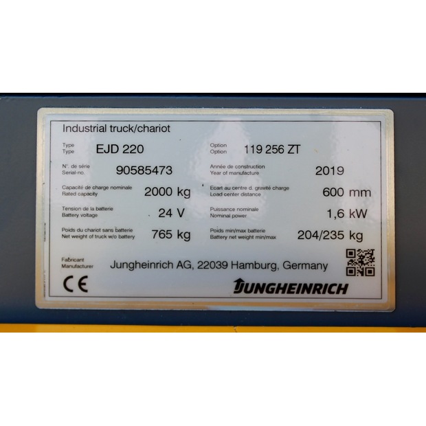 2019 Jungheinrich EJD 220 256 ZT LI-ION-48135990