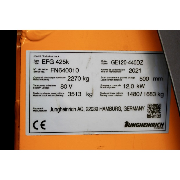 2021 Jungheinrich EFG 425k 440 DZ-48136324