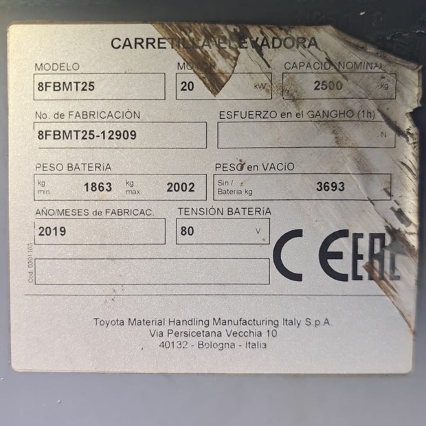 2019 Toyota 8FBMT25-48136365