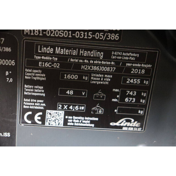 2018 Linde E16C-02-48210745