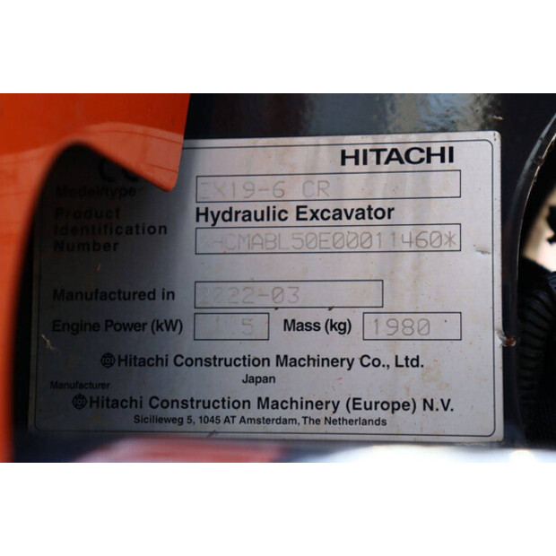 2022 Hitachi ZX19-6 CR-48430022