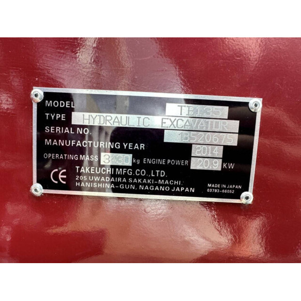 2014 TAKEUCHI TB135-48432516
