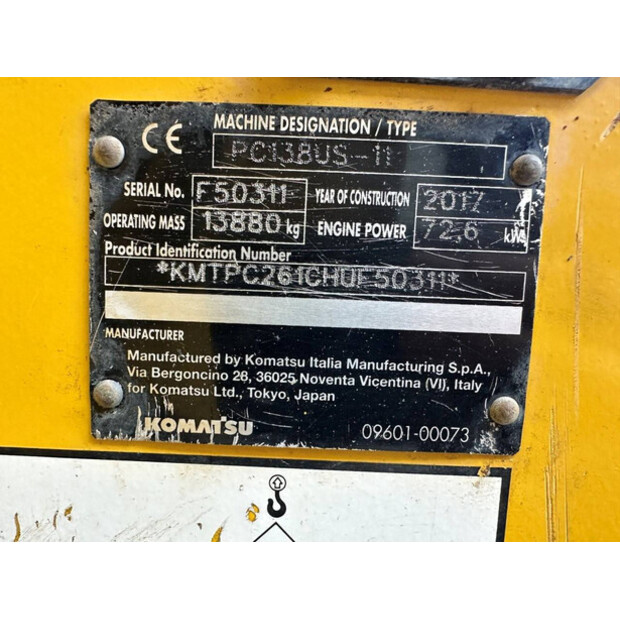 2017 كوماتسو PC138US-11-48433415