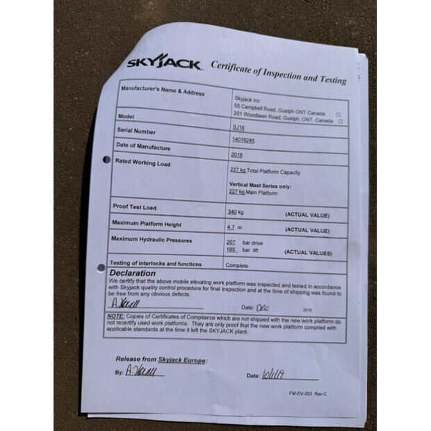 2018 SkyJack SJ16-48529515