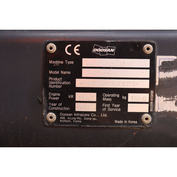 2017 دووسان DX170W-5-48600198