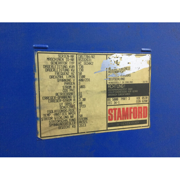 MWM TBG620V12 GENERATOR 738KVA USED-48687110