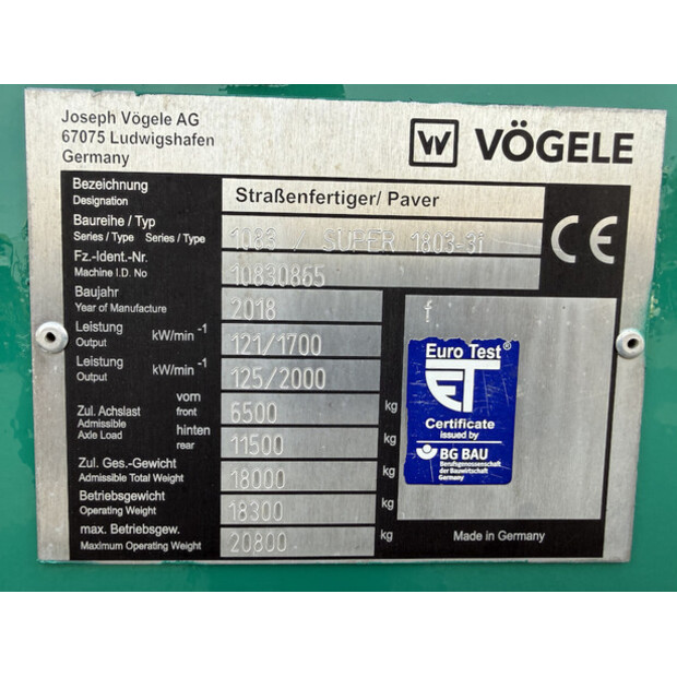 2018 VOGELE S1803-3i-48715251