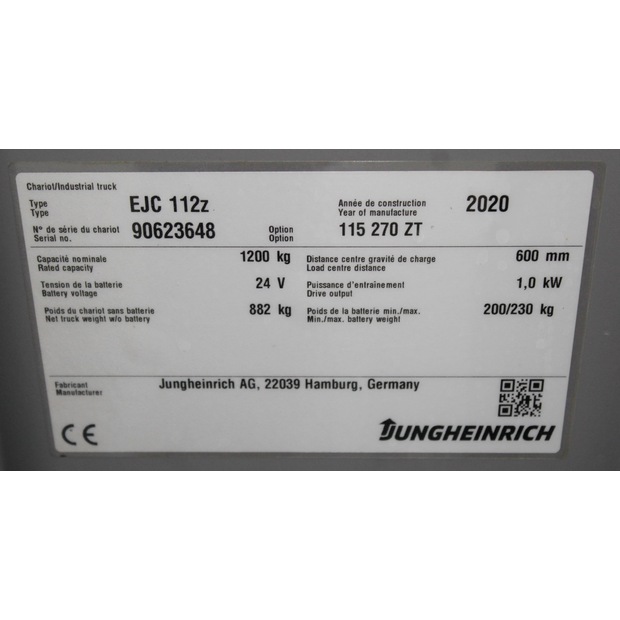 2020 Jungheinrich EJC 112z 270 ZT LI-ION-48735265