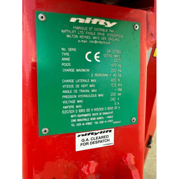 2017 Niftylift 120TAC MMK1c-48771007