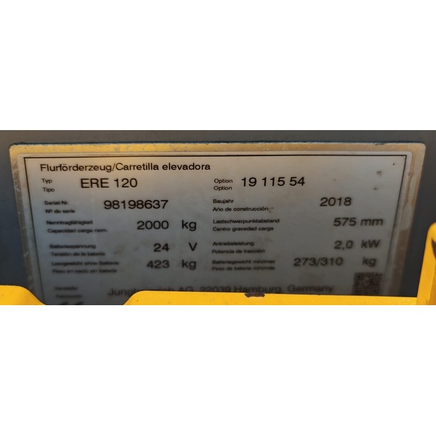 2018 Jungheinrich ERE 120-48792215