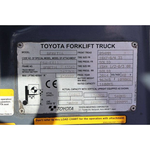 2014 Toyota 8FBFT16-48877835