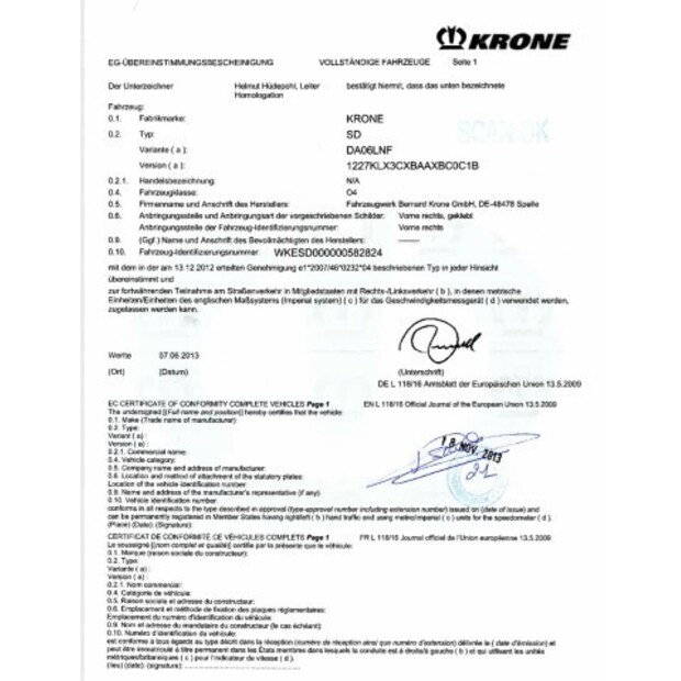 2013 Krone SD-48915258