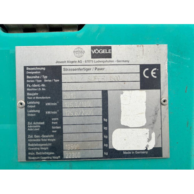 2013 VOGELE Super 1800-2-49004454