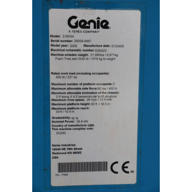 2008 Genie Z-60/34-49014452