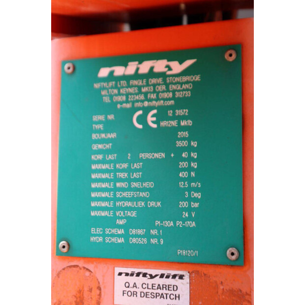 2015 Niftylift HR12NE MK1B-49015245