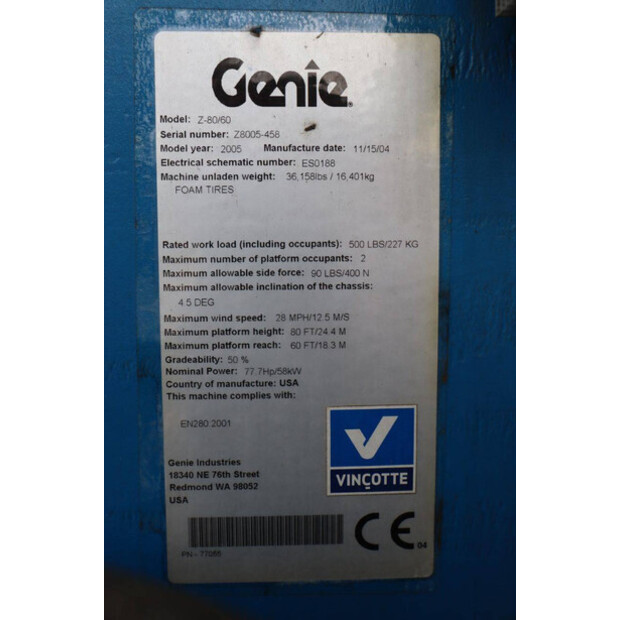 2005 Genie Z-80/60-49016240