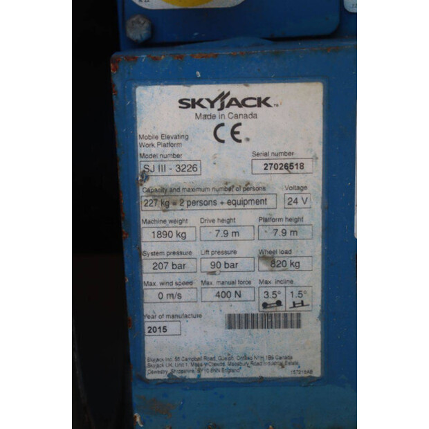2015 SkyJack SJIII-3226-49018110