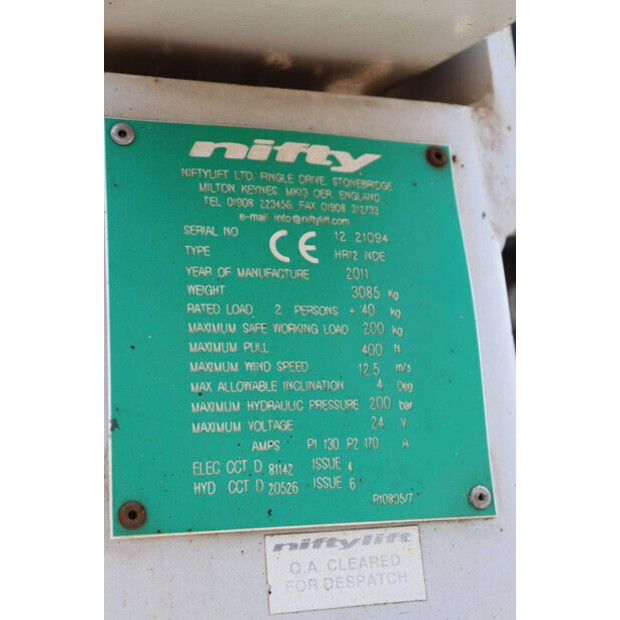 2011 Niftylift HR12 NDE-49026428