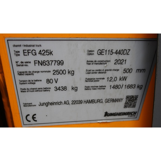 2021 Jungheinrich EFG 425 440 DZ-49036548