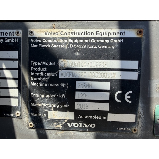 2018 Volvo EW220E-49093073