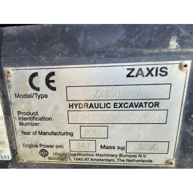 2016 Hitachi ZX85 US-5A-49101614