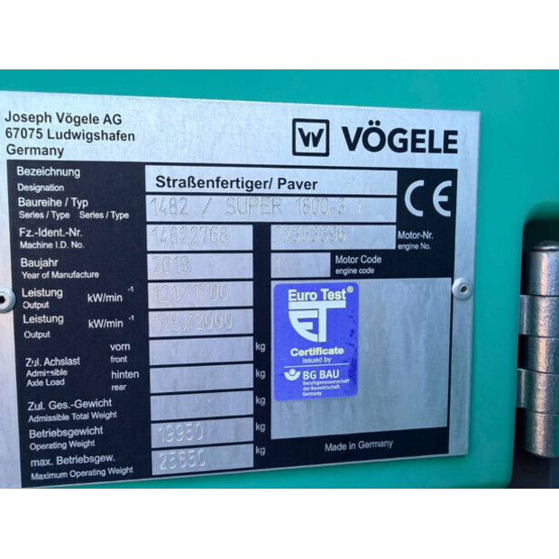 2019 VOGELE SUPER 1800-3I-49109290