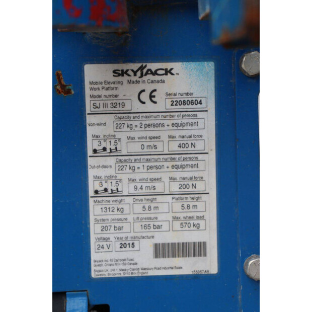 2015 SkyJack SJ III 3219-49156689