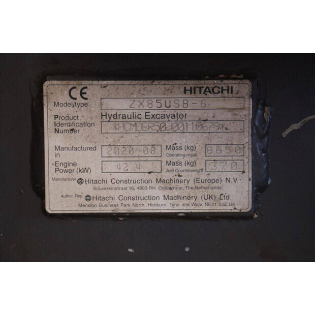 2020 هيتاشى Zaxis ZX85USB-6-49161621
