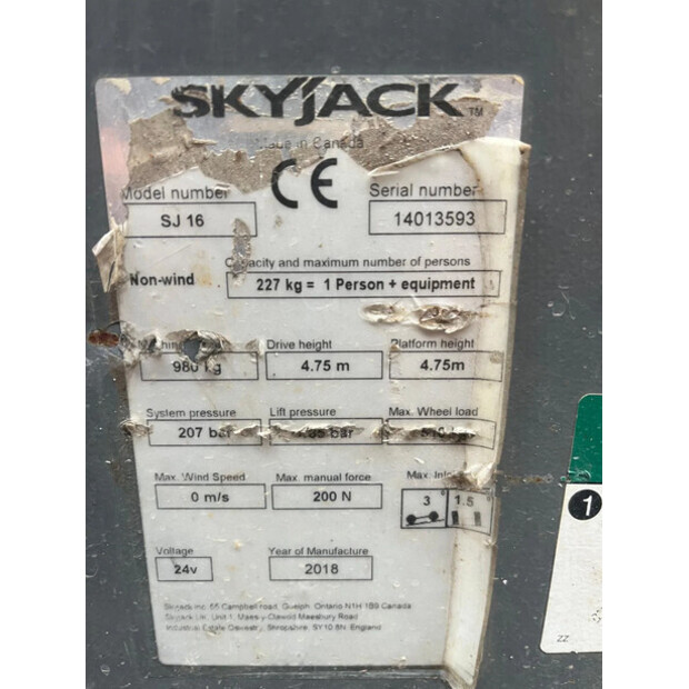 2018 SkyJack SJ16-49205070