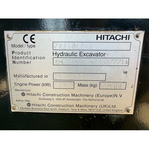 2020 Hitachi ZX210LC-6-49250676