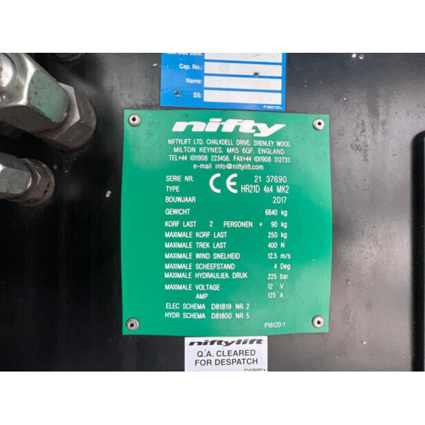 2017 Niftylift HR21D-49260057