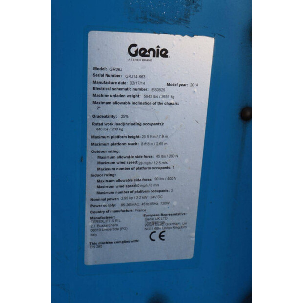 2014 Genie GR26J-49302624